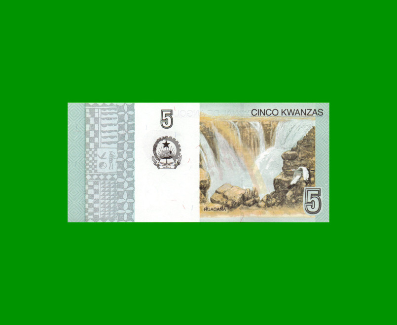 BILLETE DE ANGOLA 5 KWANZAS, PICK 151A, AÑO 2012, ESTADO SIN CIRCULAR.- - Imagen 2