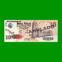 BONO MUNICIPALIDAD DE BELL VILLE $10,00, AÑO 2002/2003, ESTADO EXCELENTE+ .-