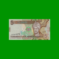 BILLETE DE TURKMENISTAN 5 MANAT, PICK 30, AÑO 2012, ESTADO SIN CIRCULAR.-