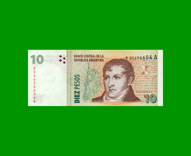 REPOSICION BILLETE CONVERTIBLE SEGUNDO DISEÑO $ 10,00, BOT 3449, ESTADO EXCELENTE .-