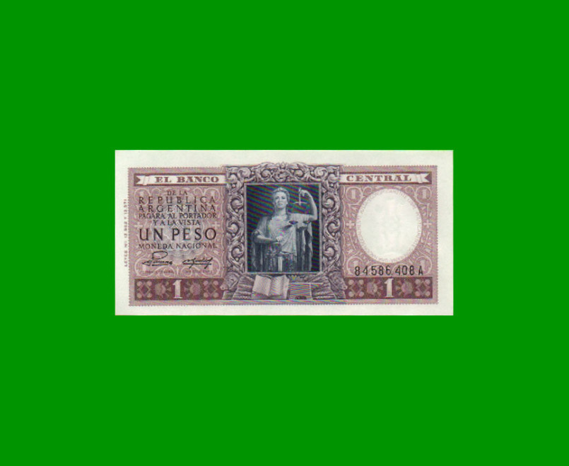 MONEDA NACIONAL $1,00, BOT 1910, AÑO 1953, ESTADO SIN CIRCULAR.-