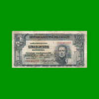BILLETE DE URUGUAY $5,00, PICK 36b, SERIE C, ESTADO BUENO.-