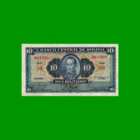 BILLETE DE BOLIVIA 10 BOLIVIANOS, PICK 130, AÑO 1928, ESTADO EXCELENTE- .-