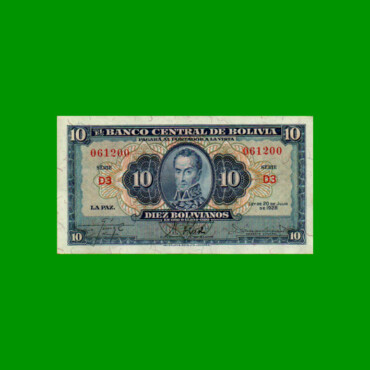BILLETE DE BOLIVIA 10 BOLIVIANOS, PICK 130, AÑO 1928, ESTADO EXCELENTE- .-