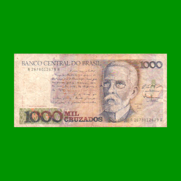 BILLETE DE BRASIL 1.000 CRUZADOS, PICK 213a, AÑO 1987, ESTADO BUENO.-