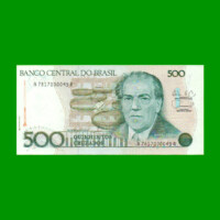 BILLETE DE BRASIL 500 CRUZADOS, PICK 212d, AÑO 1988, ESTADO SIN CIRCULAR.-