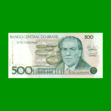 BILLETE DE BRASIL 500 CRUZADOS, PICK 212d, AÑO 1988, ESTADO SIN CIRCULAR.-