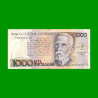 BILLETE DE BRASIL 1.000 CRUZADOS, PICK 213a, AÑO 1987, ESTADO MUY BUENO.-