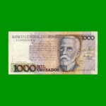 BILLETE DE BRASIL 1.000 CRUZADOS, PICK 213a, AÑO 1987, ESTADO MUY BUENO+ .-