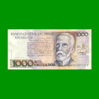 BILLETE DE BRASIL 1.000 CRUZADOS, PICK 213b, AÑO 1988, ESTADO EXCELENTE- .-