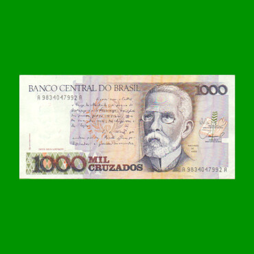 BILLETE DE BRASIL 1.000 CRUZADOS, PICK 213b, AÑO 1988, ESTADO EXCELENTE.-