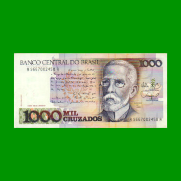 BILLETE DE BRASIL 1.000 CRUZADOS, PICK 213b, AÑO 1988, ESTADO SIN CIRCULAR.-