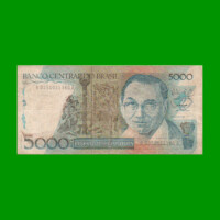BILLETE DE BRASIL 5.000 CRUZADOS, PICK 214, AÑO 1988, ESTADO BUENO.-