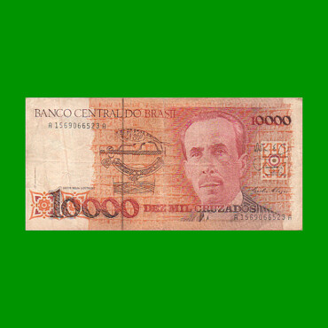 BILLETE DE BRASIL 10.000 CRUZADOS, PICK 215, AÑO 1988, ESTADO BUENO.-