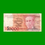 BILLETE DE BRASIL 10.000 CRUZADOS, PICK 215, AÑO 1988, ESTADO MUY BUENO+ .-