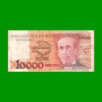 BILLETE DE BRASIL 10.000 CRUZADOS, PICK 215, AÑO 1988, ESTADO MUY BUENO+ .-