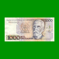 BILLETE DE BRASIL 1.000 CRUZADOS RESELLADO 1 CRUZADO NOVO, PICK 216c, AÑO 1989, ESTADO EXCELENTE- .-