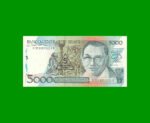 BILLETE DE BRASIL 5.000 CRUZADOS RESELLADO 5 CRUZADOS NOVOS, PICK 217b, AÑO 1989, ESTADO EXCELENTE+ .-