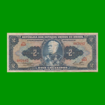 BILLETE DE BRASIL 2 CRUZEIROS, PICK 151b, AÑO 1958, ESTADO MUY BUENO+ .-