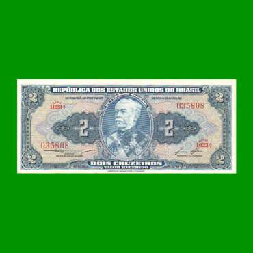 BILLETE DE BRASIL 2 CRUZEIROS, PICK 151b, AÑO 1958, ESTADO EXCELENTE+ .-