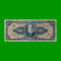 BILLETE DE BRASIL 100 CRUZEIROS, PICK 153a, AÑO 1955, ESTADO REGULAR.-