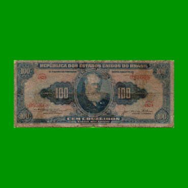 BILLETE DE BRASIL 100 CRUZEIROS, PICK 153b, AÑO 1956, ESTADO REGULAR.-