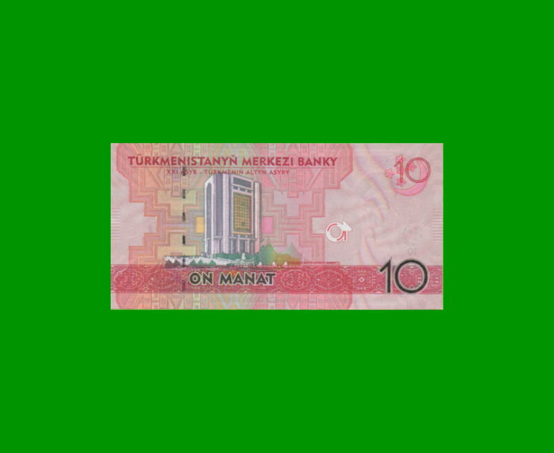 BILLETE DE TURKMENISTAN 10 MANAT, PICK 31, AÑO 2012, ESTADO SIN CIRCULAR.- - Imagen 2