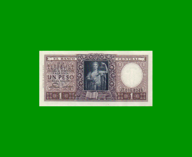 MONEDA NACIONAL $ 1,00, BOT 1911, AÑO 1953, ESTADO EXCELENTE+ .-