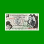 BILLETE DE COLOMBIA $ 20,00, PICK 409d, AÑO 1983, ESTADO SIN CIRCULAR.-