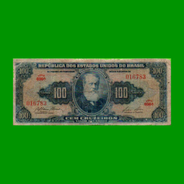 BILLETE DE BRASIL 100 CRUZEIROS, PICK 153d, AÑO 1959, ESTADO BUENO.-