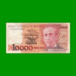 BILLETE DE BRASIL 10.000 CRUZADOS RESELLADO 10 CRUZADOS NOVOS, PICK 218b, AÑO 1990, ESTADO MUY BUENO.-