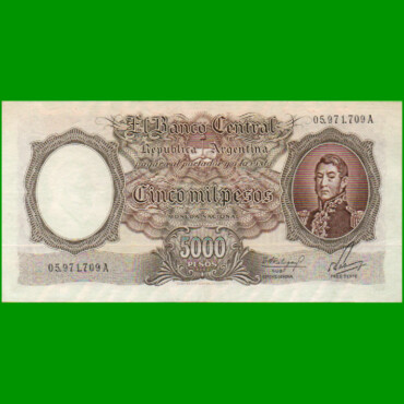 MONEDA NACIONAL $5.000,00, BOT 2171, AÑO 1962, ESTADO EXCELENTE.-