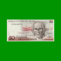 BILLETE DE BRASIL 50 CRUZADOS NOVOS, PICK 219a, AÑO 1989, ESTADO MUY BUENO+ .-
