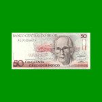 BILLETE DE BRASIL 50 CRUZADOS NOVOS, PICK 219a, AÑO 1989, ESTADO EXCELENTE.-