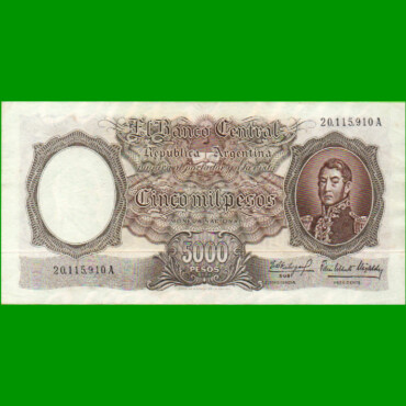 MONEDA NACIONAL $5.000,00, BOT 2174, AÑO 1964, ESTADO EXCELENTE- .-