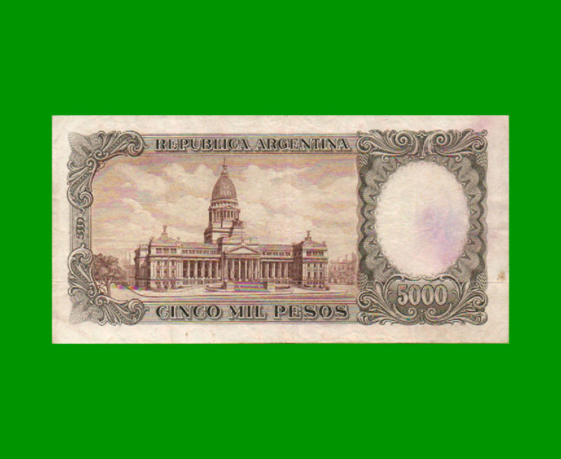 MONEDA NACIONAL $5.000,00, BOT 2176, AÑO 1965, ESTADO MUY BUENO+ .- - Imagen 2