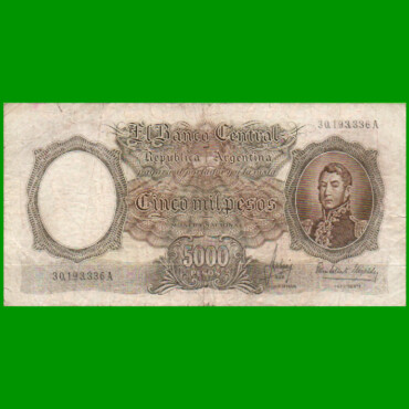 MONEDA NACIONAL $5.000,00, BOT 2177, AÑO 1966, ESTADO BUENO.-