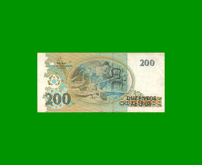 BILLETE DE BRASIL 200 CRUZADOS NOVOS, PICK 221, AÑO 1989, ESTADO MUY BUENO.- - Imagen 2