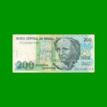 BILLETE DE BRASIL 200 CRUZADOS NOVOS, PICK 221, AÑO 1989, ESTADO MUY BUENO+ .-