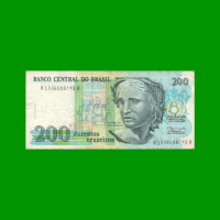 BILLETE DE BRASIL 200 CRUZADOS NOVOS, PICK 221, AÑO 1989, ESTADO MUY BUENO+ .-