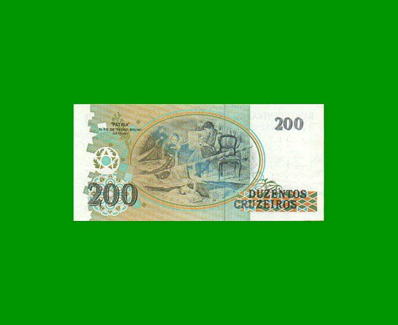 BILLETE DE BRASIL 200 CRUZADOS NOVOS, PICK 221, AÑO 1989, ESTADO EXCELENTE.- - Imagen 2