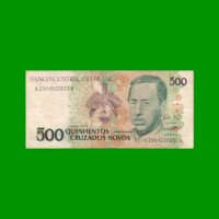 BILLETE DE BRASIL 500 CRUZADOS NOVOS, PICK 222, AÑO 1990, ESTADO BUENO.-