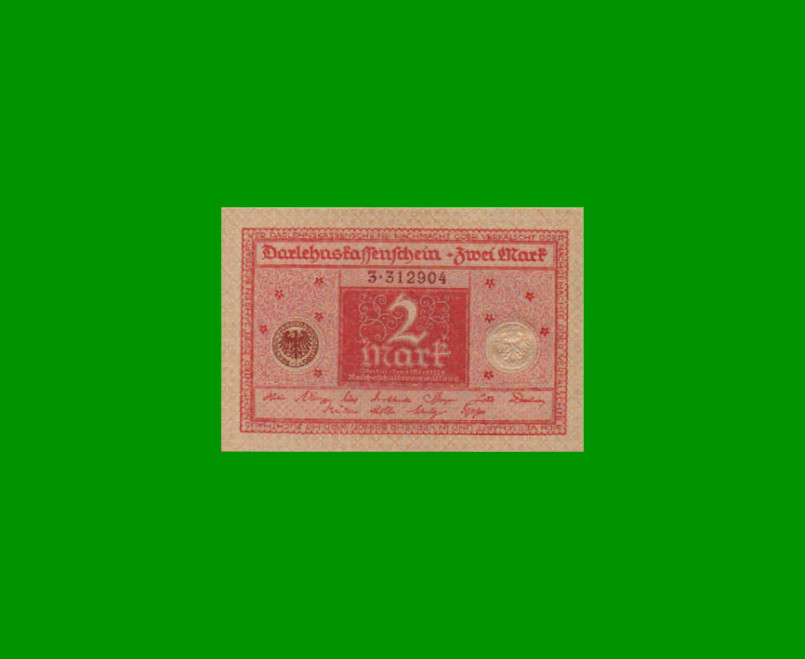 BILLETE DE ALEMANIA 2 MARCOS, PICK 59, AÑO 1920, ESTADO SIN CIRCULAR.-