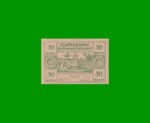 BILLETE DE AUSTRIA NOTGELD CIUDAD DE GNEIXENDORF 50 HELLER, ESTADO EXCELENTE+ .-