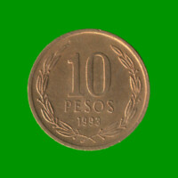 MONEDA DE CHILE 10 PESOS,  AÑO 1993, ESTADO USADA.-
