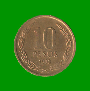 MONEDA DE CHILE 10 PESOS,  AÑO 1993, ESTADO USADA.-