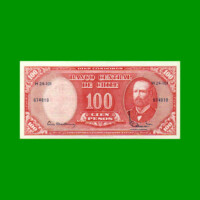 BILLETE DE CHILE $ 100,00 RESELLADO A 10 CENTESIMOS, PICK 127, ESTADO SIN CIRCULAR.-