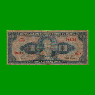 BILLETE DE BRASIL 1.000 CRUZEIROS, PICK 156e, AÑO 1959, ESTADO BUENO.-