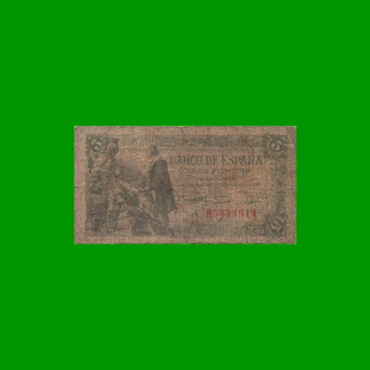 BILLETE DE ESPAÑA 5 PESETAS, PICK 129, AÑO 1945, ESTADO BUENO.-