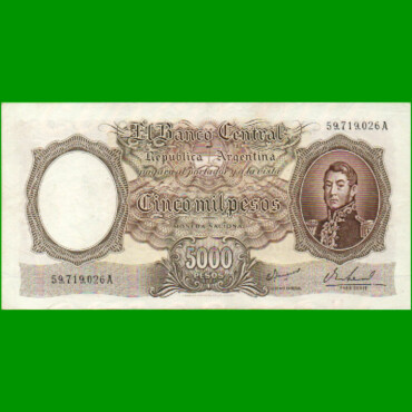 MONEDA NACIONAL $5.000,00, BOT 2182, AÑO 1968, ESTADO EXCELENTE- .-